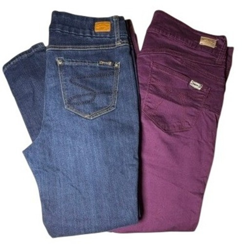 Seven7 High Rise Skinny Jeans 10 Dark Wash Blue/Plum Bundle Tummyless Stretch